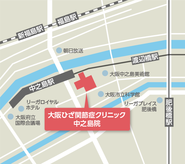 大阪ひざ関節症クリニック中之島院 地図